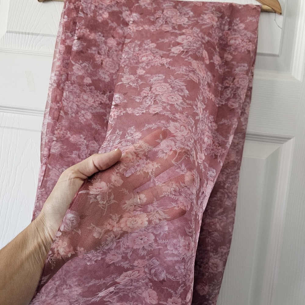 Vintage 2000s Sheer Mauve 4+ Yards Dogwood Rose Floral Flower Fabric #34